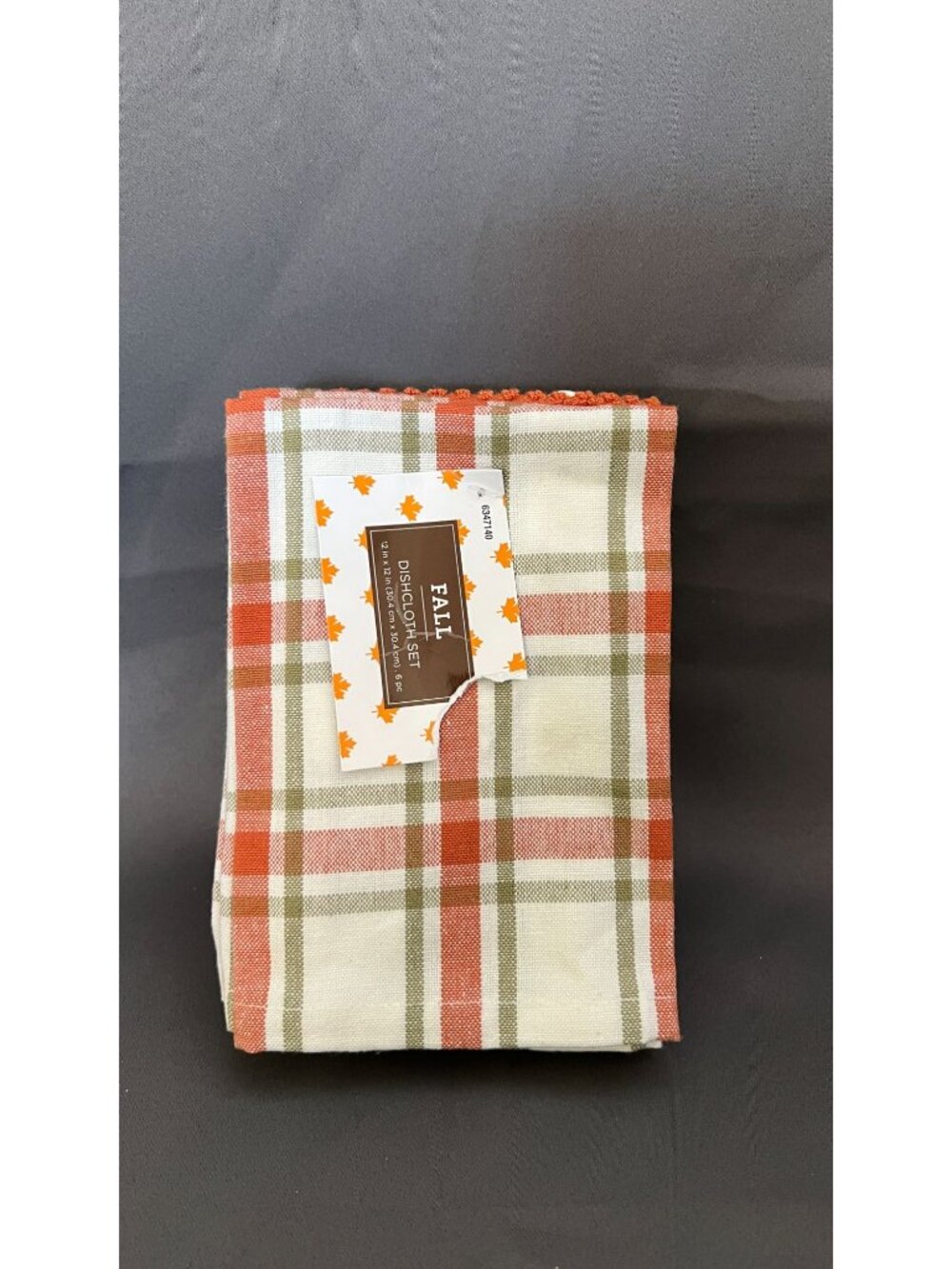 Fall Plaid Dishcloth Set 12" X 12" 6-Pack Orange & Green Cotton Microfiber Blend